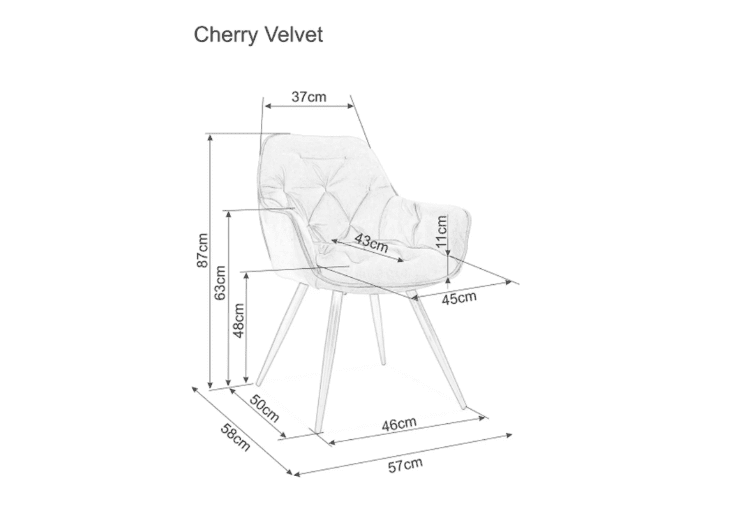 Valgomojo komplektas - Stalas DOLCE CERAMIC + Kėdės CHERRY VELVET
