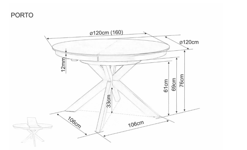 Išskleidžiamas stalas PORTO CERAMIC
