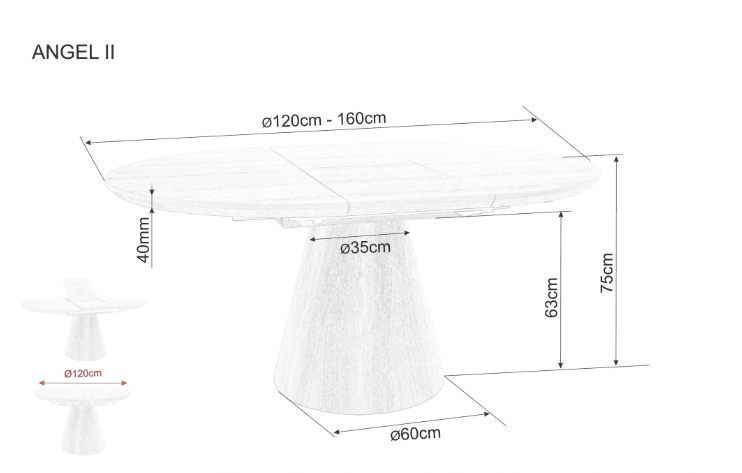 Išskleidžiamas stalas ANGEL II 120(160)