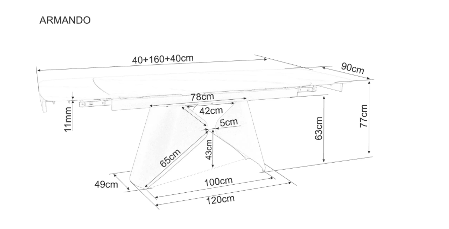 Išskleidžiamas stalas ARMANDO 160
