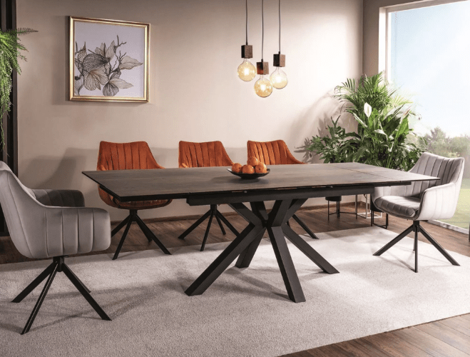 Valgomojo komplektas - Stalas COLUMBUS CERAMIC+ Kėdės AZALIA VELVET