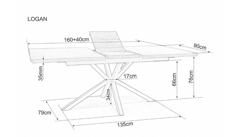 Valgomojo komplektas - Stalas LOGAN + Kėdės REMO BREGO