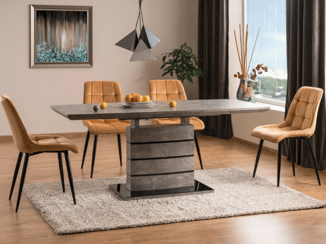 Valgomojo komplektas - Stalas LEONARDO + Kėdės CHIC VELVET