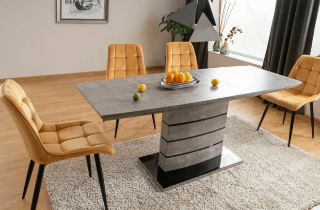 Valgomojo komplektas - Stalas LEONARDO + Kėdės CHIC VELVET
