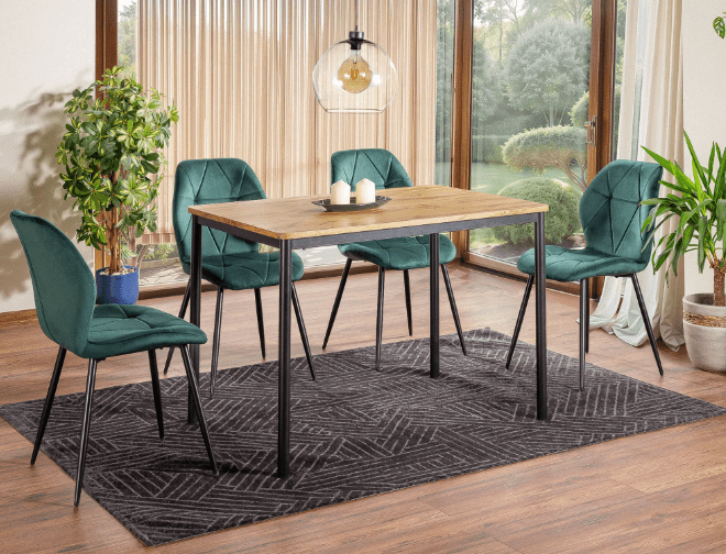 Valgomojo komplektas - Stalas CITY + Kėdės RICK VELVET