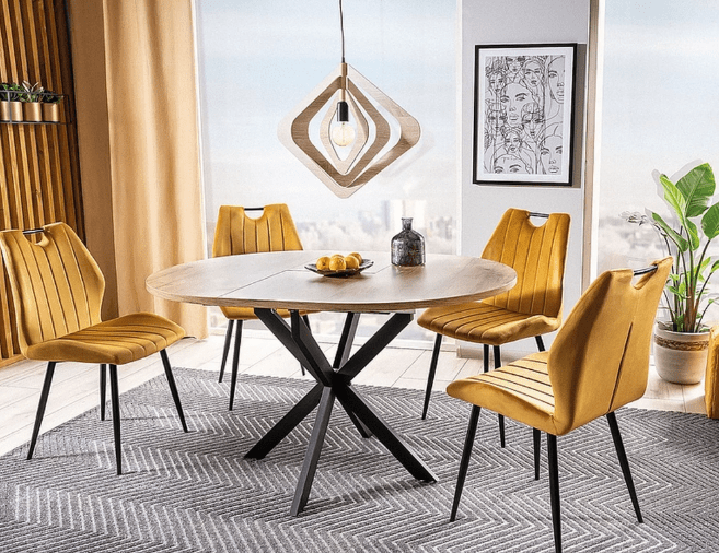 Valgomojo komplektas - Stalas GASTON + Kėdės ARCO VELVET