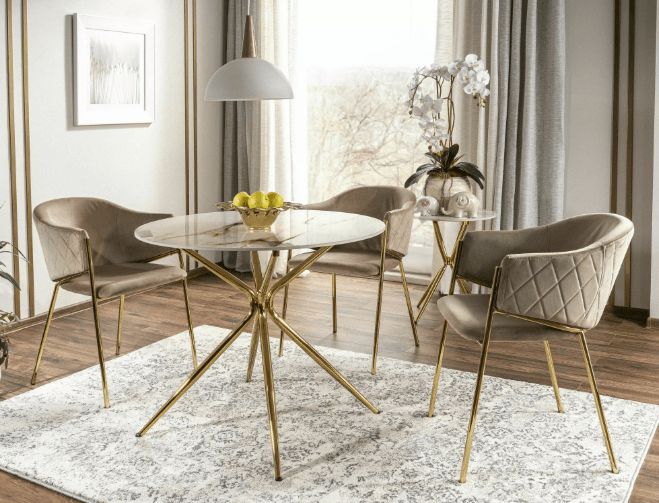 Valgomojo komplektas - Stalas AZALIA CERAMIC+ Kėdės BONO VELVET