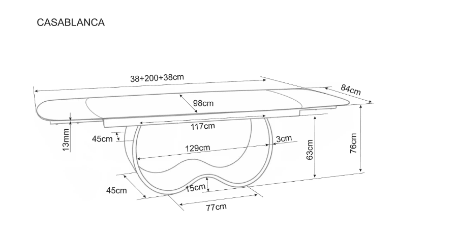 Išskleidžiamas stalas CASABLANCA 198(274)